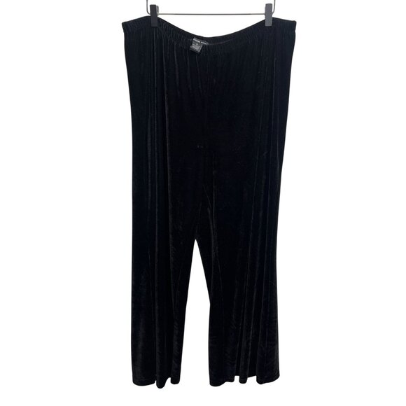 Zac and Rachel Pants Womens Velvet Wide Leg Pull On Plus Size 2X Velour Black - Picture 1 of 13